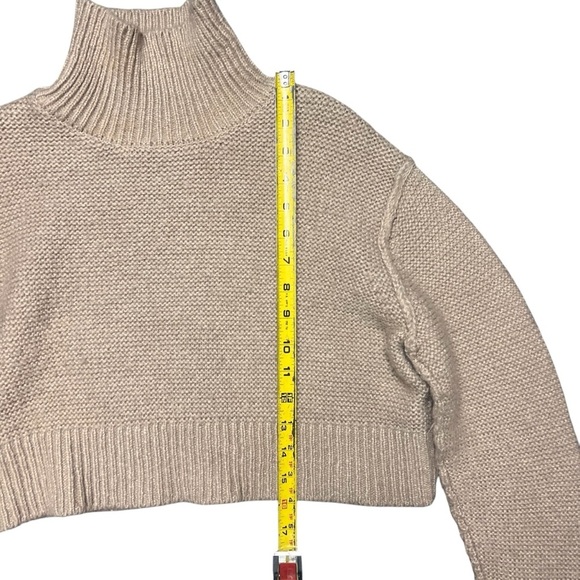 ELODIE Mockneck Crop Sweater In Light Sand Large - Picture 6 of 7
